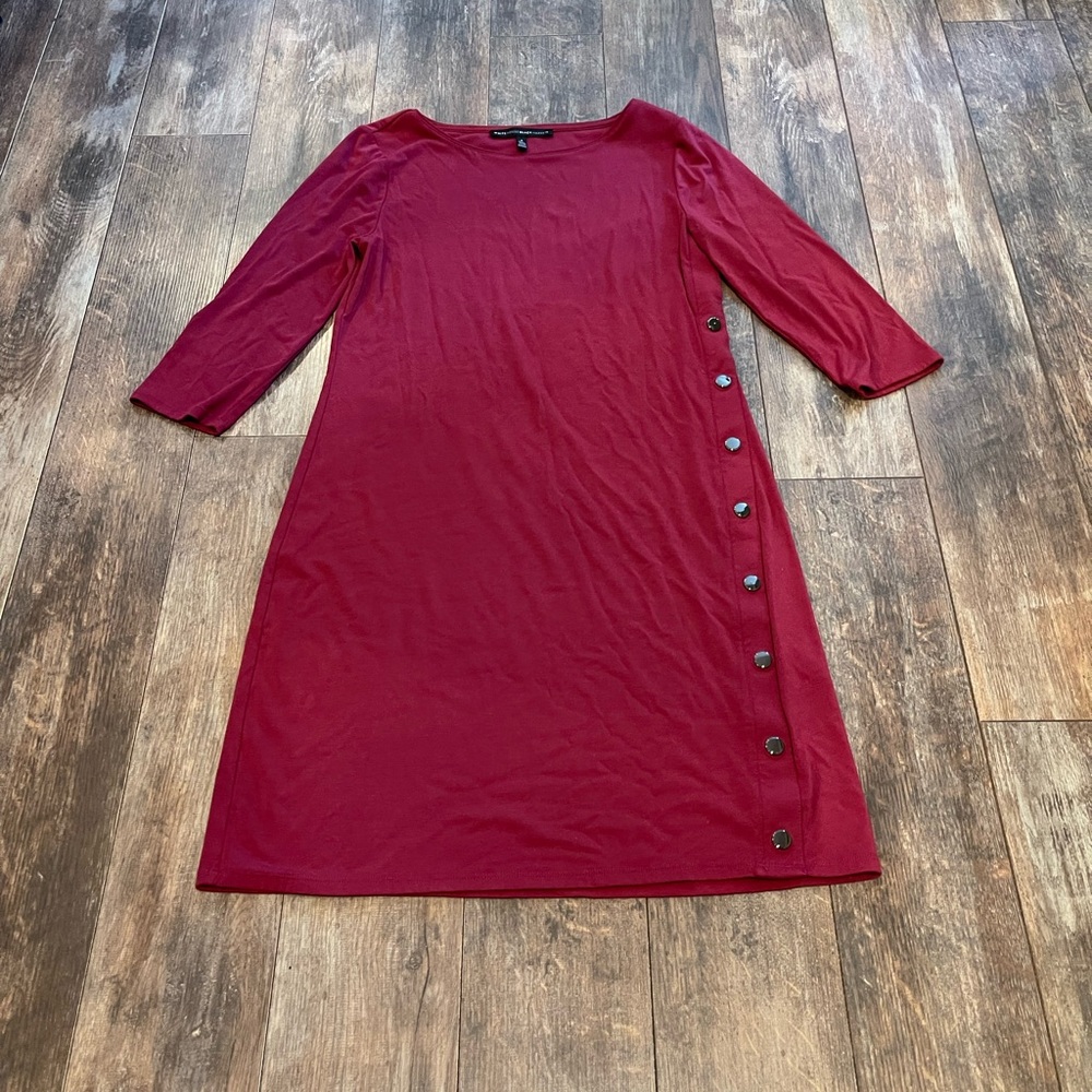 White House Black Market Burgundy Long Sleeve Dress